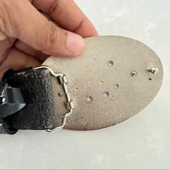 DG BROWN LEATHER Y2K BUCKLE  BELT 39” LONG - Picture 8 of 9